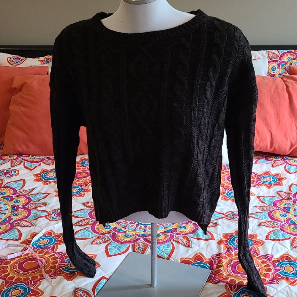 2 for 15. 9:21 marled brown/black crop sweater.